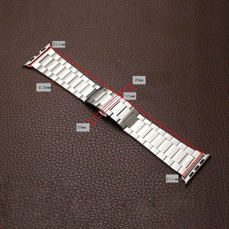 For Apple Watch 42mm Three-bead Butterfly Buckle Metal Watch Band(Gold)