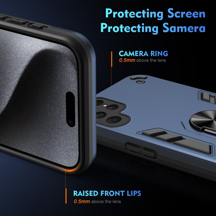 For Samsung Galaxy S23 Ultra 5G Shockproof Metal Ring Holder Phone Case(Blue) - Galaxy S23 Ultra 5G Cases by PMC TechLife | Online Shopping South Africa | PMC TechLife