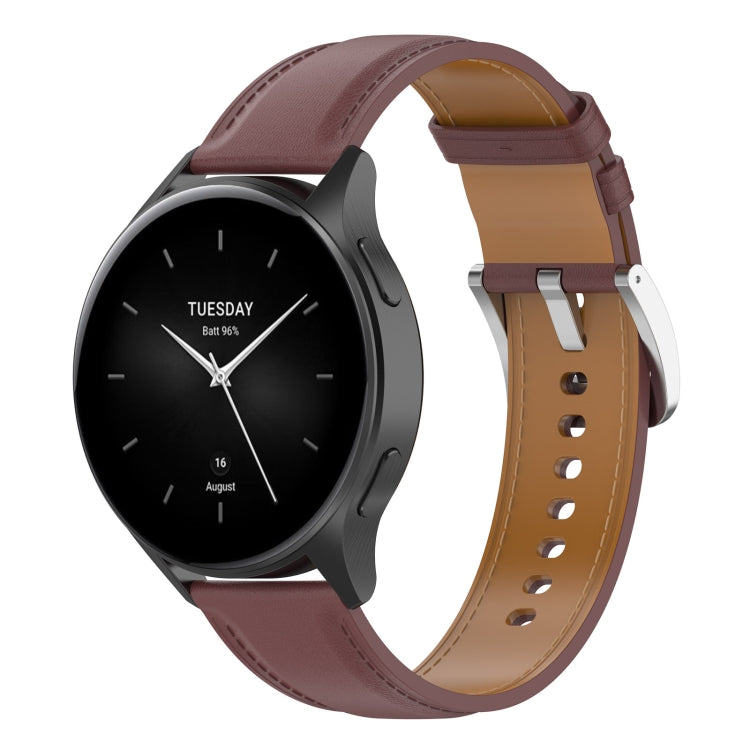 For Xiaomi Watch 2 22mm Genuine Leather Watch Band(Dark Brown) - Watch Bands by PMC TechLife | Online Shopping South Africa | PMC TechLife