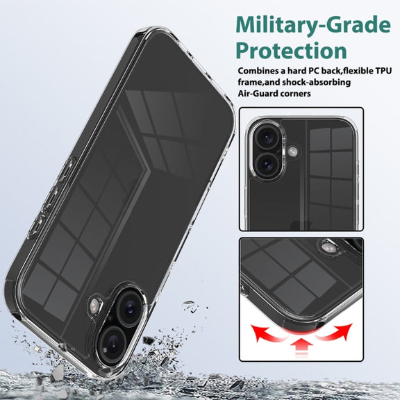 For iPhone 16 Plus Scratchproof Acrylic TPU Phone Case(Transparent)