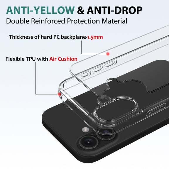 For iPhone 16 Plus Scratchproof Acrylic TPU Phone Case(Transparent)