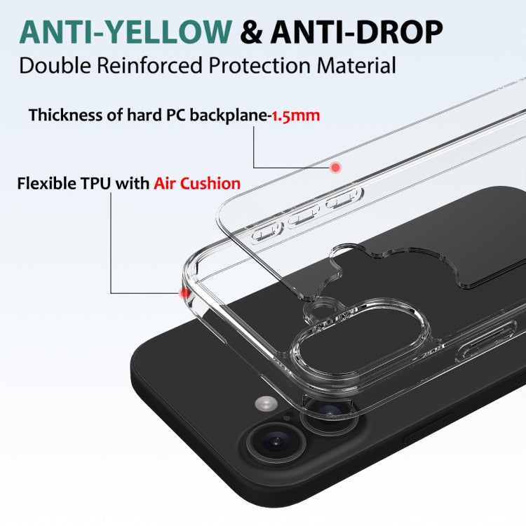 For iPhone 16 Plus Scratchproof Acrylic TPU Phone Case(Transparent)