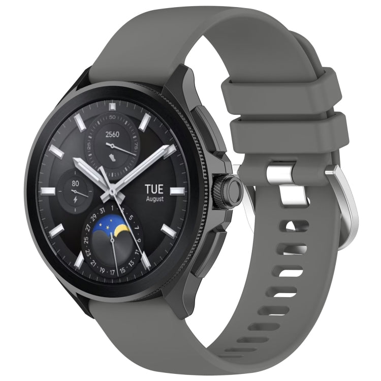 For Xiaomi Watch 2 Liquid Glossy Silver Buckle Silicone Watch Band(Dark Grey) - Watch Bands by PMC TechLife | Online Shopping South Africa | PMC TechLife