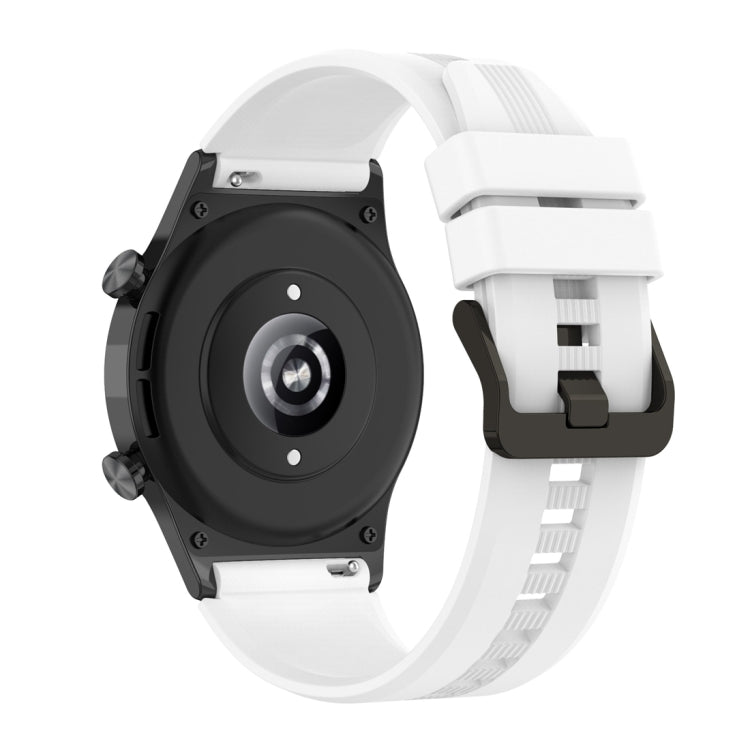For Honor Watch GS 4 Striped Stainless Steel Buckle Silicone Watch Band(White) - Watch Bands by PMC TechLife | Online Shopping South Africa | PMC TechLife