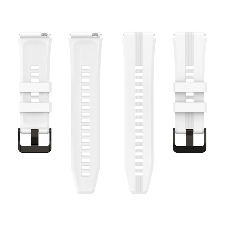 For Honor Watch GS 4 Striped Stainless Steel Buckle Silicone Watch Band(White) - Watch Bands by PMC TechLife | Online Shopping South Africa | PMC TechLife