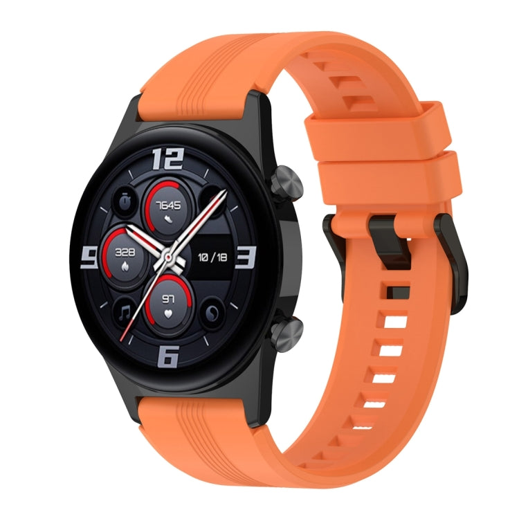 For Honor Watch GS 4 Striped Stainless Steel Buckle Silicone Watch Band(Orange) - Watch Bands by PMC TechLife | Online Shopping South Africa | PMC TechLife | Buy Now Pay Later Mobicred