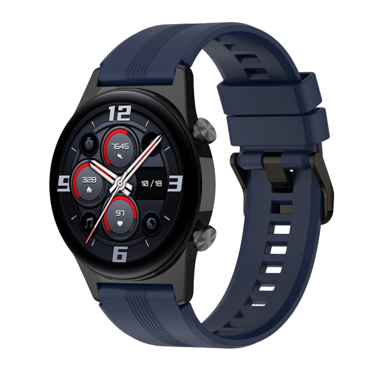 For Honor Watch GS 4 Striped Stainless Steel Buckle Silicone Watch Band(Midnight Blue) - Watch Bands by PMC TechLife | Online Shopping South Africa | PMC TechLife
