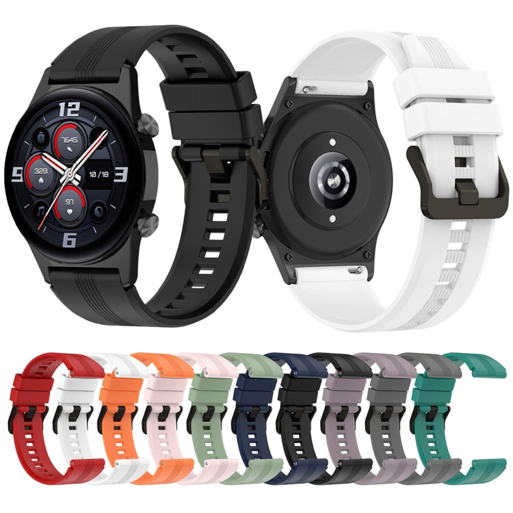 For Honor Watch GS 4 Striped Stainless Steel Buckle Silicone Watch Band(Purple) - Watch Bands by PMC TechLife | Online Shopping South Africa | PMC TechLife