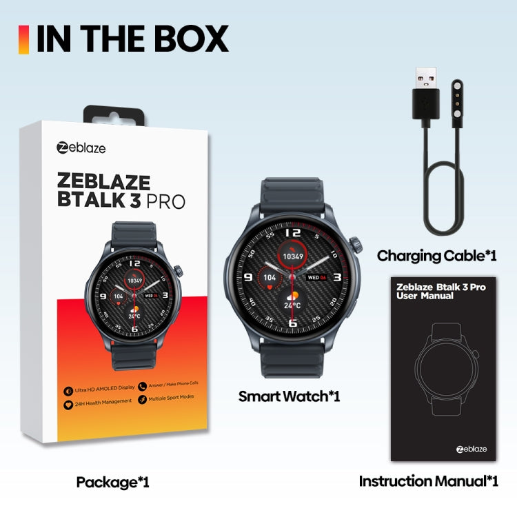 Zeblaze Btalk 3 Pro 1.43 inch BT5.2 Fitness Wellness Smart Watch, Support Bluetooth Call / Sleep / Blood Oxygen / Heart Rate / Blood Pressure Health Monitor(Space Gray) - free shipping - PMC TechLife - Order now!