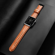 For Apple Watch Series 9 45mm DUX DUCIS Business Genuine Leather Watch Strap(Khaki)