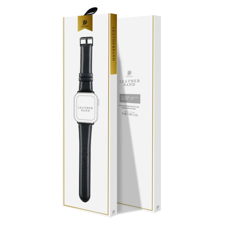 For Apple Watch Ultra 49mm DUX DUCIS Business Genuine Leather Watch Strap(Black) - Watch Bands by DUX DUCIS | Online Shopping South Africa | PMC TechLife | Buy Now Pay Later Mobicred