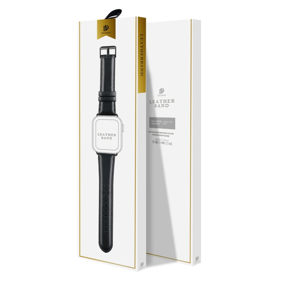 For Apple Watch Series 7 45mm DUX DUCIS Business Genuine Leather Watch Strap(Black)