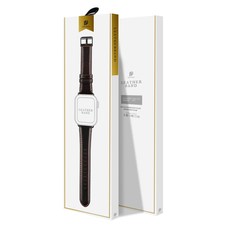 For Apple Watch Series 5 40mm DUX DUCIS Business Genuine Leather Watch Strap(Coffee) - Watch Bands by DUX DUCIS | Online Shopping South Africa | PMC TechLife | Buy Now Pay Later Mobicred