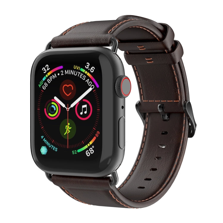 For Apple Watch Series 5 40mm DUX DUCIS Business Genuine Leather Watch Strap(Coffee) - Watch Bands by DUX DUCIS | Online Shopping South Africa | PMC TechLife | Buy Now Pay Later Mobicred