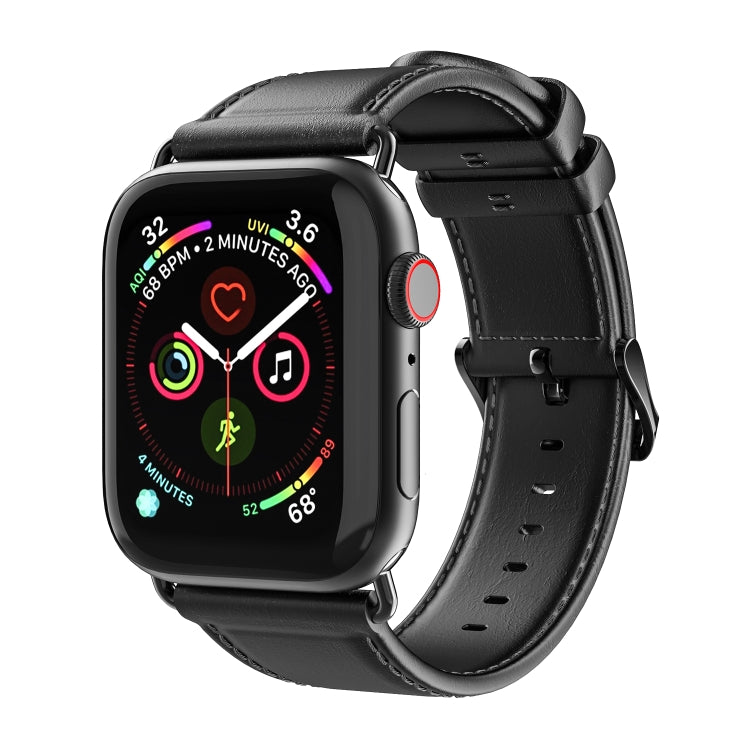 For Apple Watch 42mm DUX DUCIS Business Genuine Leather Watch Strap(Black) - Watch Bands by DUX DUCIS | Online Shopping South Africa | PMC TechLife | Buy Now Pay Later Mobicred