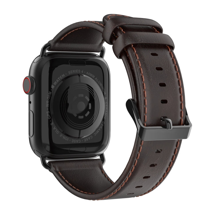 For Apple Watch Series 10 42mm DUX DUCIS Business Genuine Leather Watch Strap(Coffee)