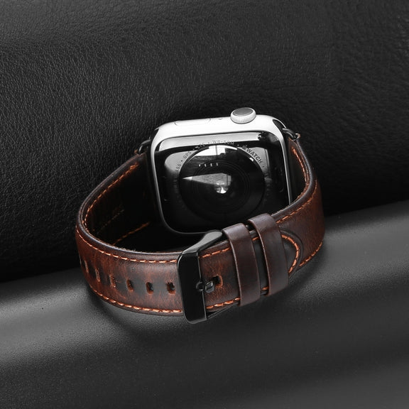 For Apple Watch Series 10 42mm DUX DUCIS Business Genuine Leather Watch Strap(Coffee)