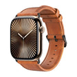 For Apple Watch Series 10 42mm DUX DUCIS Business Genuine Leather Watch Strap(Khaki) - Watch Bands by DUX DUCIS | Online Shopping South Africa | PMC TechLife | Buy Now Pay Later Mobicred