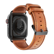 For Apple Watch Series 10 42mm DUX DUCIS Business Genuine Leather Watch Strap(Khaki)