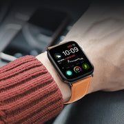 For Apple Watch Series 10 42mm DUX DUCIS Business Genuine Leather Watch Strap(Khaki)