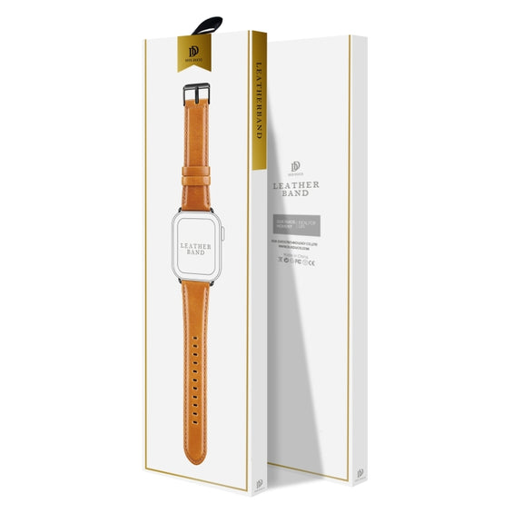 For Apple Watch Series 10 42mm DUX DUCIS Business Genuine Leather Watch Strap(Khaki)