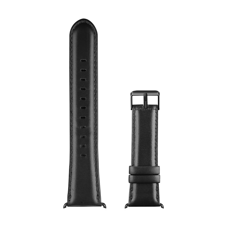 For Apple Watch Series 10 46mm DUX DUCIS Business Genuine Leather Watch Strap(Black)