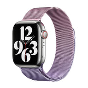 For Apple Watch Series 8 45mm Milan Gradient Loop Magnetic Buckle Watch Band(Pink Lavender)
