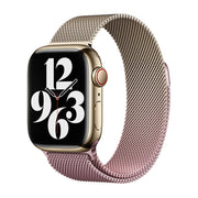 For Apple Watch Series 7 41mm Milan Gradient Loop Magnetic Buckle Watch Band(Gold Light Pink)