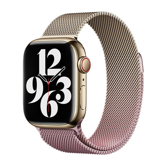For Apple Watch Series 7 41mm Milan Gradient Loop Magnetic Buckle Watch Band(Gold Light Pink)