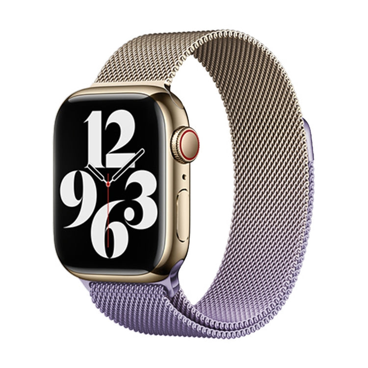For Apple Watch Series 6 44mm Milan Gradient Loop Magnetic Buckle Watch Band(Gold Lavender) - Watch Bands by PMC TechLife | Online Shopping South Africa | PMC TechLife