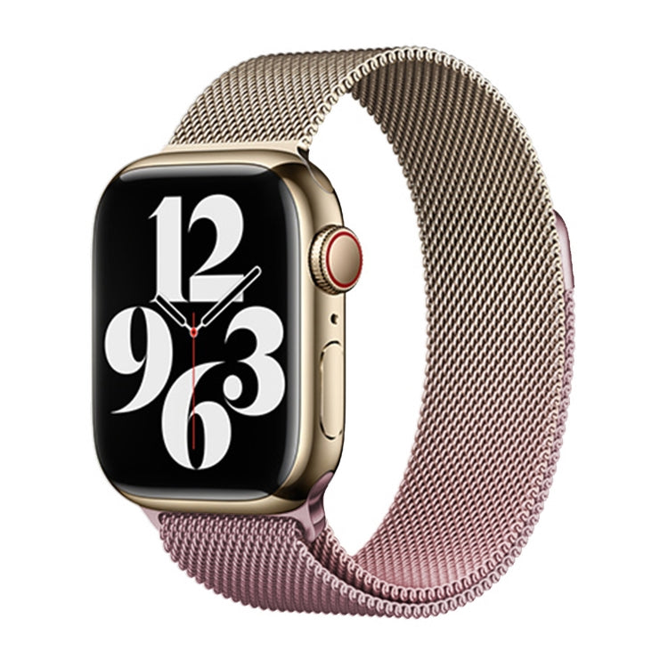 For Apple Watch 42mm Milan Gradient Loop Magnetic Buckle Watch Band(Gold Light Pink) - Watch Bands by PMC TechLife | Online Shopping South Africa | PMC TechLife