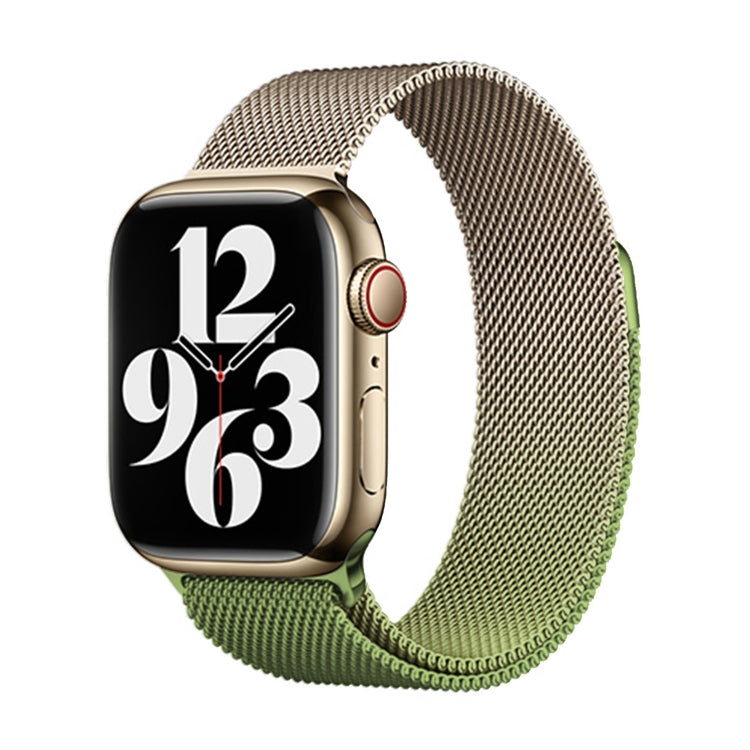 For Apple Watch 38mm Milan Gradient Loop Magnetic Buckle Watch Band(Gold Green) - Watch Bands by PMC TechLife | Online Shopping South Africa | PMC TechLife