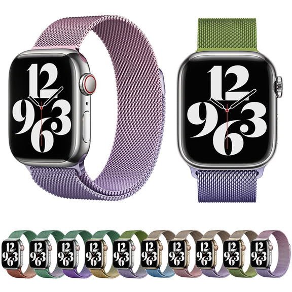 For Apple Watch Series 5 40mm Milan Gradient Loop Magnetic Buckle Watch Band(Gold Lavender)