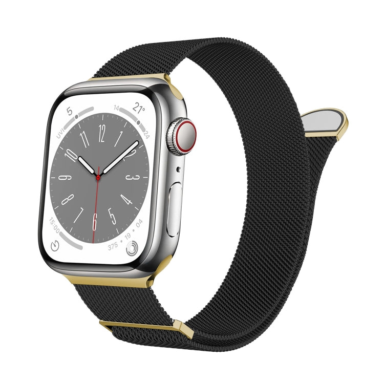 For Apple Watch SE 44mm Two Color Milanese Loop Magnetic Watch Band(Black Gold) - Watch Bands by PMC TechLife | Online Shopping South Africa | PMC TechLife