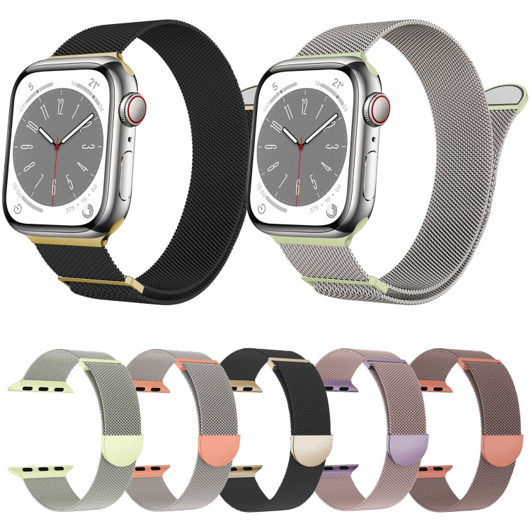For Apple Watch Series 4 44mm Two Color Milanese Loop Magnetic Watch Band(Pink Purple)