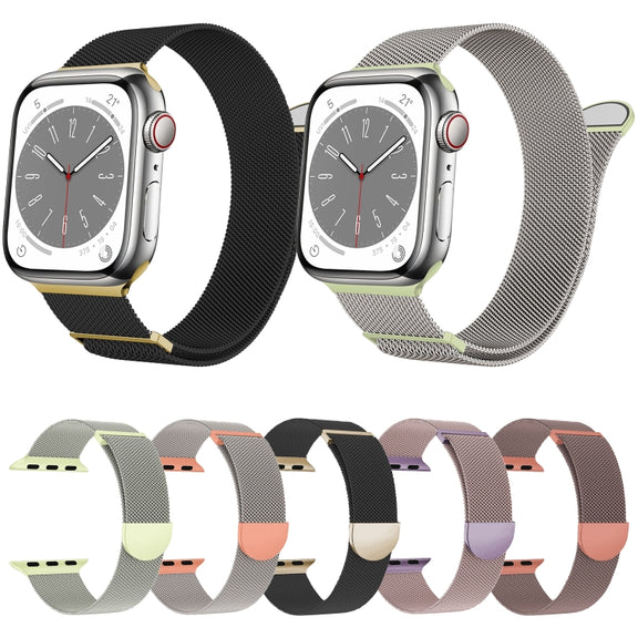 For Apple Watch Series 9 45mm Two Color Milanese Loop Magnetic Watch Band(Pink Orange)