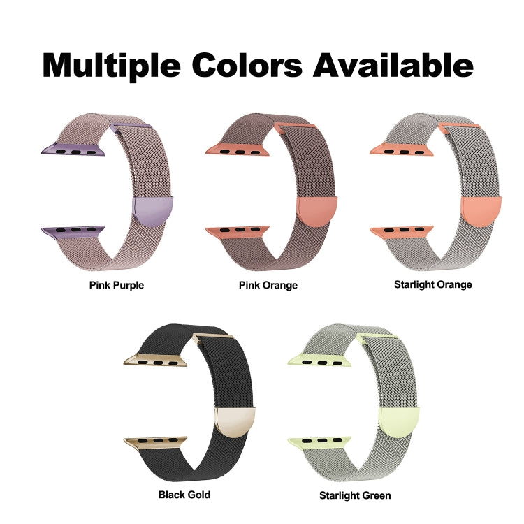 For Apple Watch Series 9 41mm Two Color Milanese Loop Magnetic Watch Band(Pink Orange) - Watch Bands by PMC TechLife | Online Shopping South Africa | PMC TechLife
