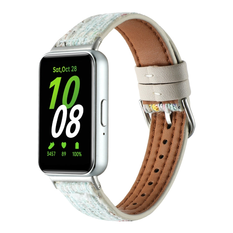 For Samsung Galaxy Fit 3 Woolen Leather Watch Band(Light Green) - Watch Bands by PMC TechLife | Online Shopping South Africa | PMC TechLife