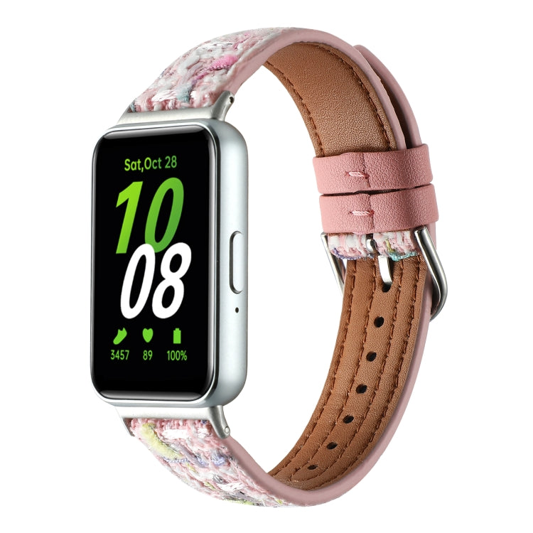 For Samsung Galaxy Fit 3 Woolen Leather Watch Band(Pink) - Watch Bands by PMC TechLife | Online Shopping South Africa | PMC TechLife | Buy Now Pay Later Mobicred