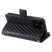 For iPhone 16 Pro Glitter Lattice Zipper Wallet Leather Phone Case(Black)