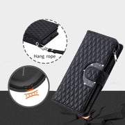 For iPhone 16 Pro Glitter Lattice Zipper Wallet Leather Phone Case(Black)