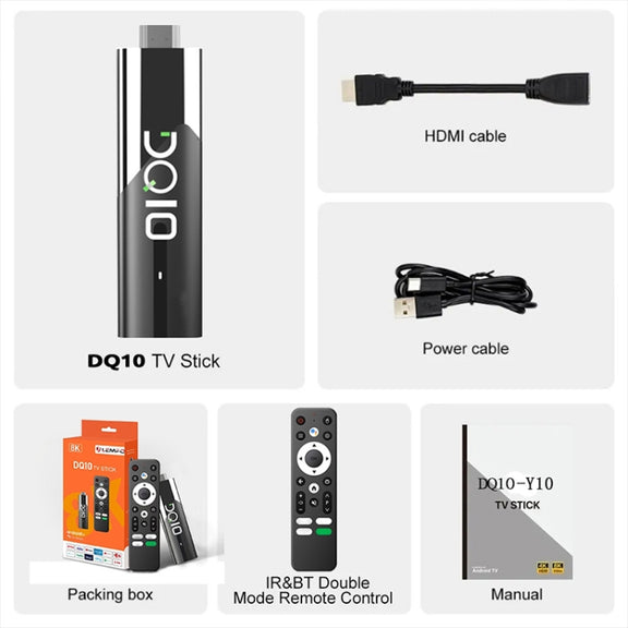 LEMFO DQ10 Allwinner H618 Quad Core ARM Cortex A53 8K HD Android TV Stick, RAM:2GB+16GB(UK Plug)
