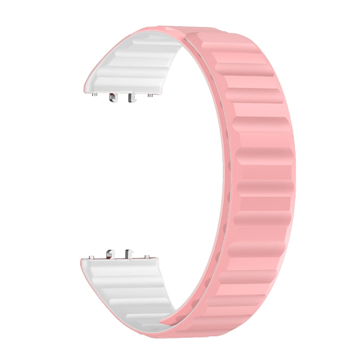 For Samsung Galaxy Fit 3 Two Color Magnetic Silicone Watch Band(White Pink) - Watch Bands by PMC TechLife | Online Shopping South Africa | PMC TechLife