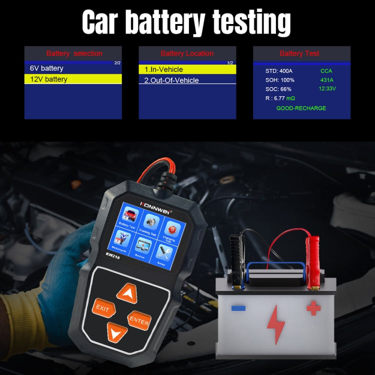 KONNWEI KW218 2.4 inch Color Screen Car Battery Tester(Black) - free shipping - PMC Jewellery - Order now!