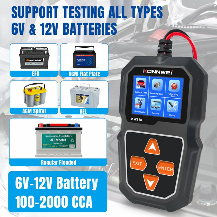 KONNWEI KW218 2.4 inch Color Screen Car Battery Tester(Black) - free shipping - PMC Jewellery - Order now!