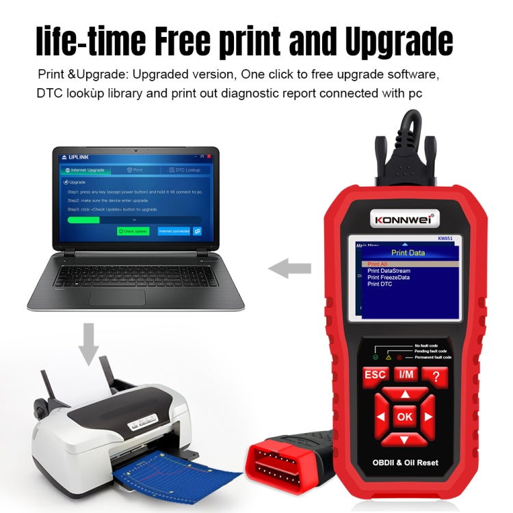 KONNWEI KW851 2 in 1 Car OBDll Scanner Diagnostic Tool Oil Service Light Reset(Black) - free shipping - PMC TechLife - Order now!