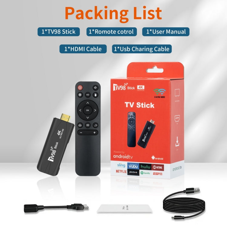 TV98 Rockchip 3228A Quad Core 4K HD Bluetooth Android TV Stick, RAM:4GB+32GB(AU Plug) - Android TV Sticks by PMC TechLife | Online Shopping South Africa | PMC TechLife | Buy Now Pay Later Mobicred