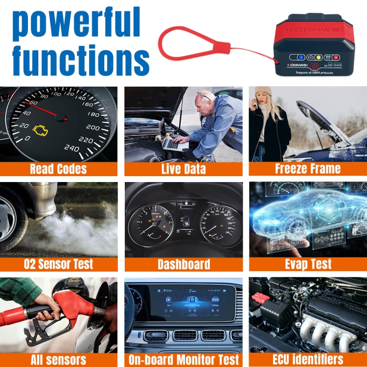 KONNWEI KW905 Bluetooth 5.0 Car OBD2 Scanner Support Android & iOS(Black Red) - Code Readers & Scan Tools by KONNWEI | Online Shopping South Africa | PMC TechLife | Buy Now Pay Later Mobicred