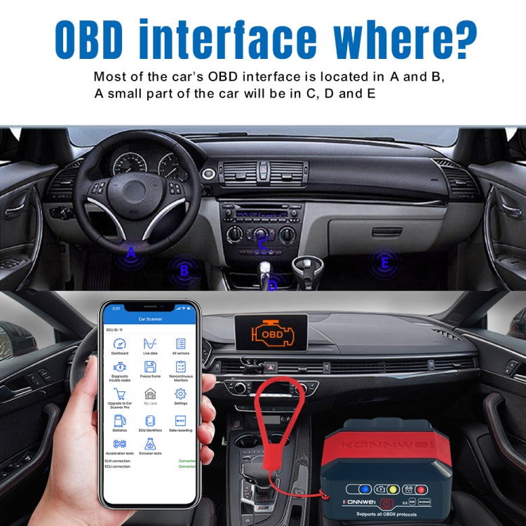 KONNWEI KW905 Bluetooth 5.0 Car OBD2 Scanner Support Android & iOS(Black Orange) - Code Readers & Scan Tools by KONNWEI | Online Shopping South Africa | PMC TechLife | Buy Now Pay Later Mobicred