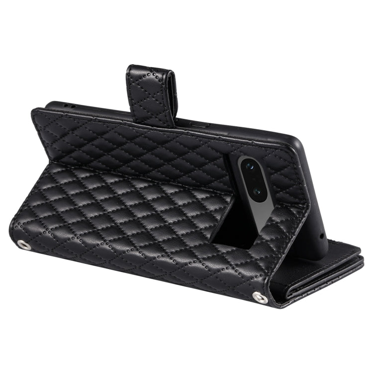 For Google Pixel 7 5G Glitter Lattice Zipper Wallet Leather Phone Case(Black)